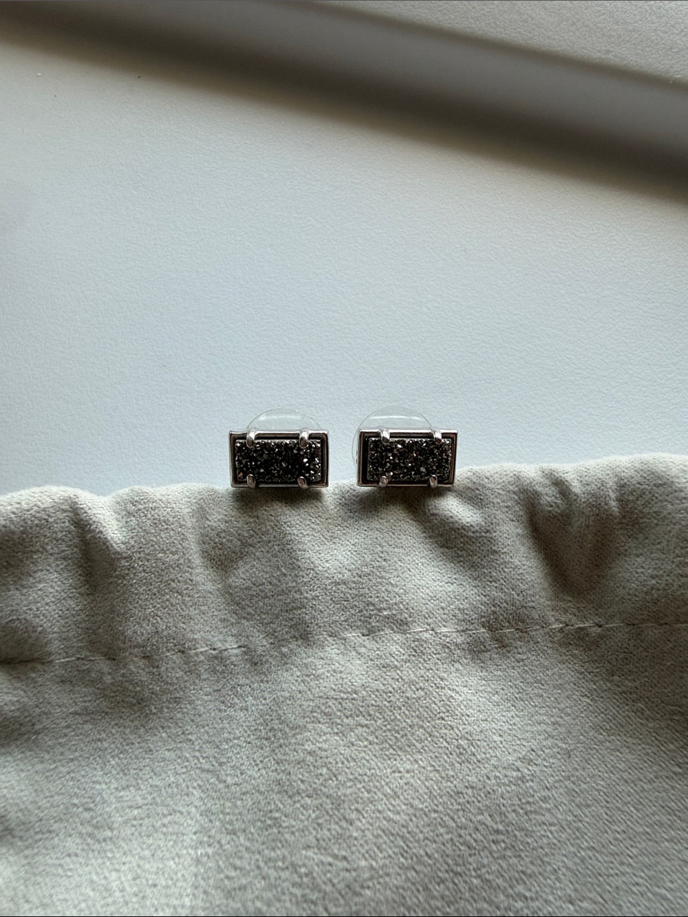 Kendra Scott Silver Black Druzy Stud Earrings